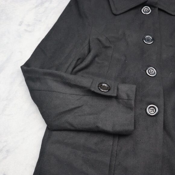 Ambiance Apparel Jacket Womens S Black Plain Long Sleeve Button Down Collared - Picture 11 of 16